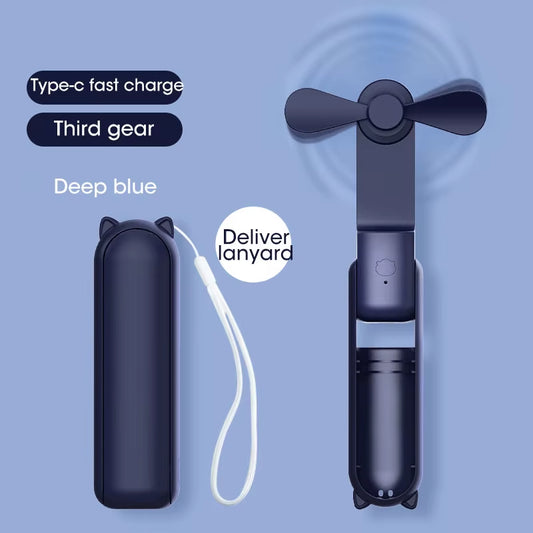 2000Mah Mini Portable Fan USB Rechargeable Cooler Collapsible Handheld Desktop Fan Quiet Foldable Office Home Handy Power Bank