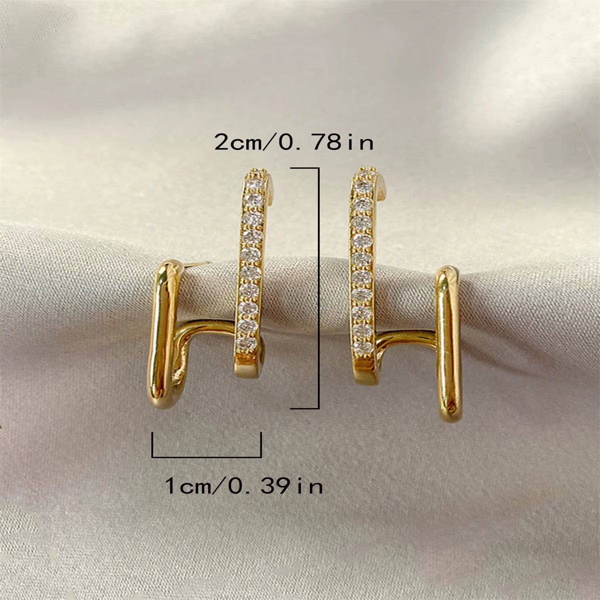 New Design Irregular U-Shaped Gold Color Earrings for Women Korean Luxury Crystal Earring Girl Wedding Party Jewelry Accessories