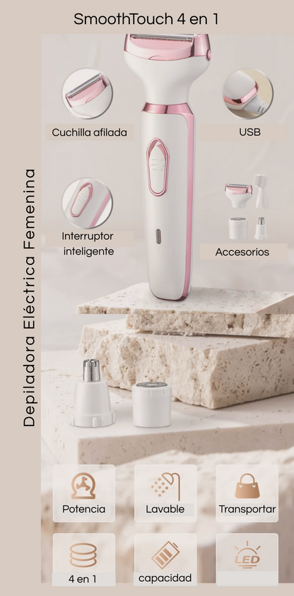 SmoothTouch 4 en 1 – Depiladora Eléctrica Femenina